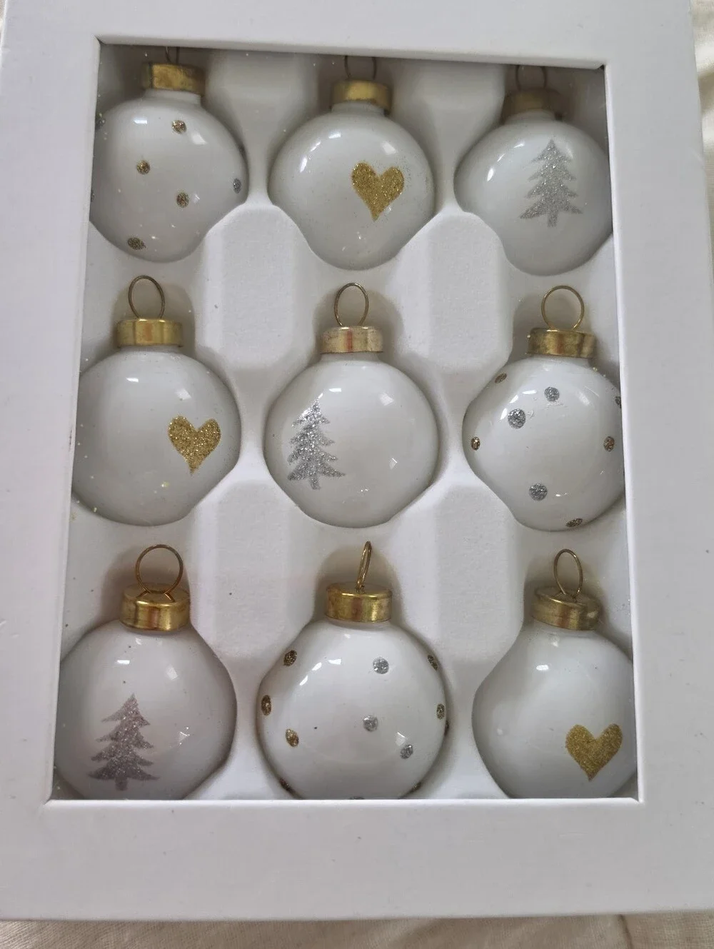 Sugar And Paper Set Of 9 Mini Christmas Ornaments 40mm Size